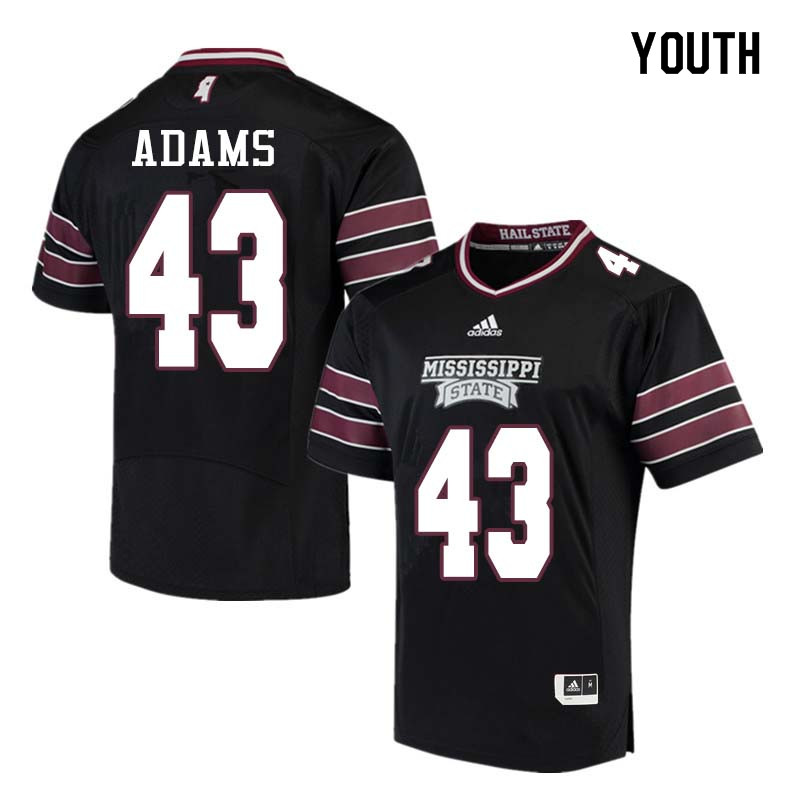 Youth #43 Fletcher Adams Mississippi State Bulldogs College Football Jerseys Sale-Black - Click Image to Close